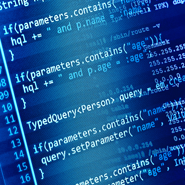 Computer code on screen