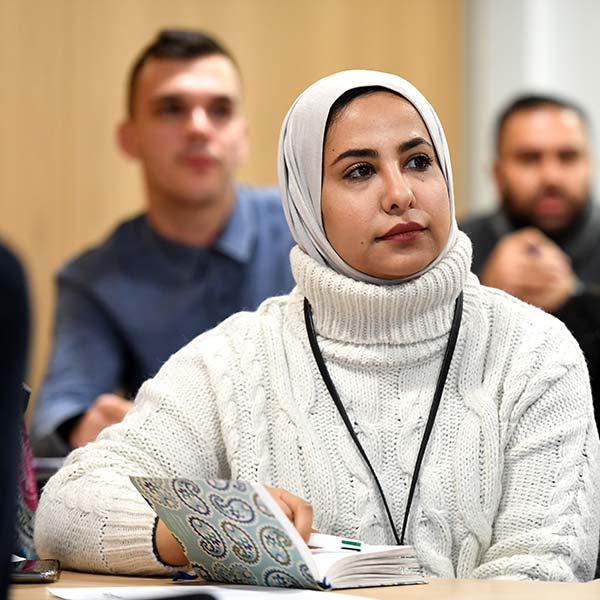 MSc Clinical Pharmacy students listening to a lecture.